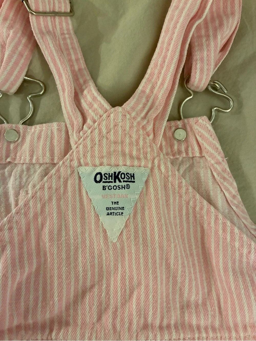 Vintage OshKosh 80’s 90’s Pink Stripe Overall Jumper Dress 3T USA Union Made